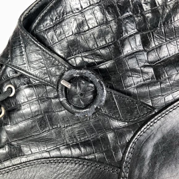 Vtg 80s Embossed Leather Ankle Boots - Picture 5 of 8